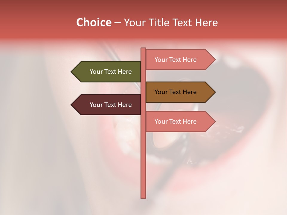 A Child With A Pair Of Scissors In Their Mouth PowerPoint Template