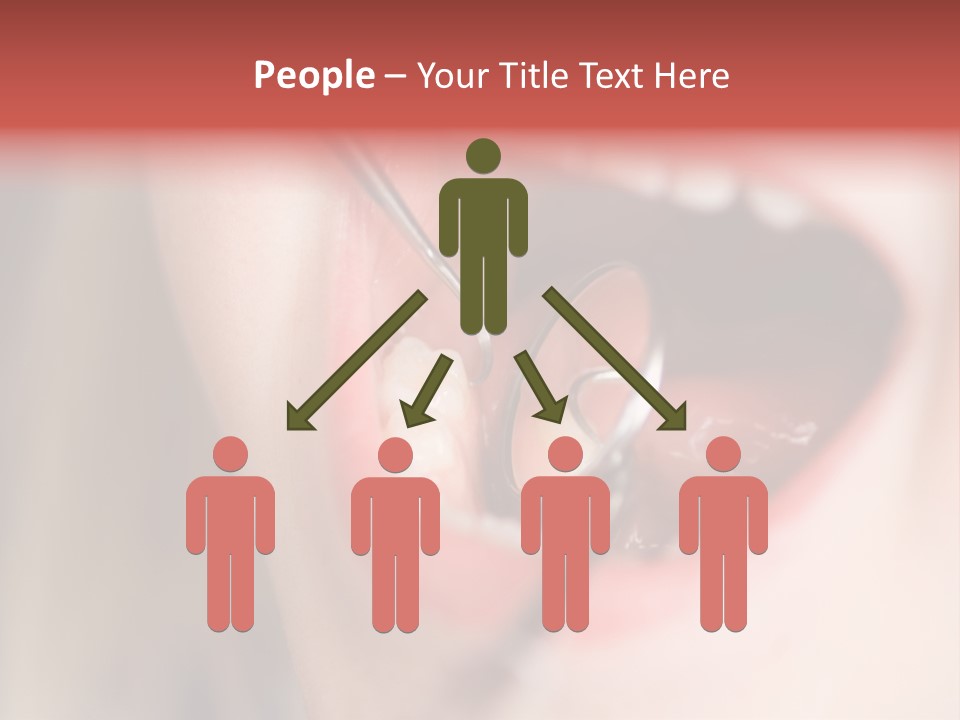 A Child With A Pair Of Scissors In Their Mouth PowerPoint Template