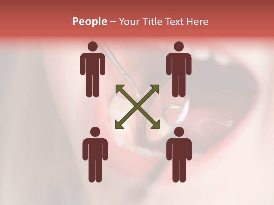 A Child With A Pair Of Scissors In Their Mouth PowerPoint Template