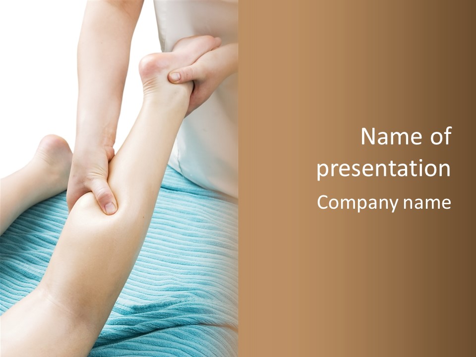 A Detail Image Of A Female Leg Being Massaged. PowerPoint Template