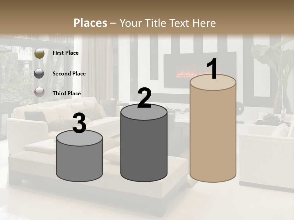 Modern House,Living-Room With The Modern Furniture PowerPoint Template