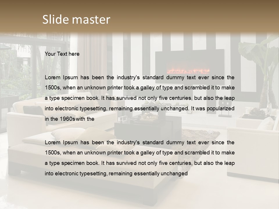 Modern House,Living-Room With The Modern Furniture PowerPoint Template