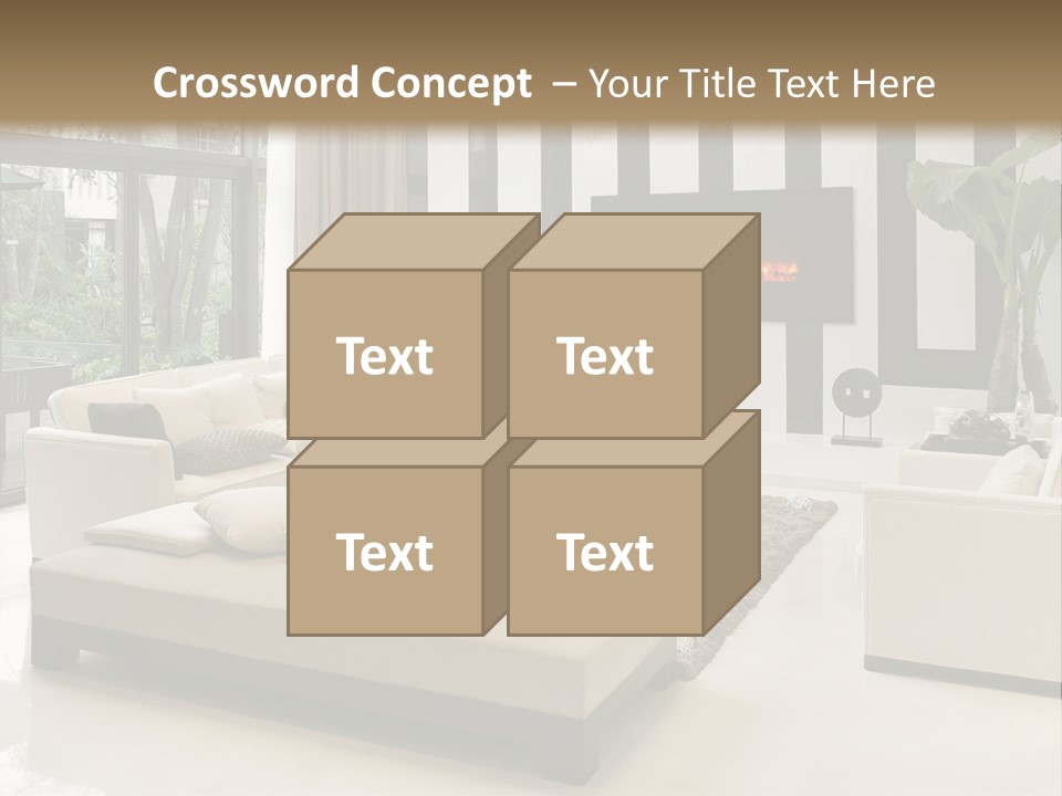 Modern House,Living-Room With The Modern Furniture PowerPoint Template