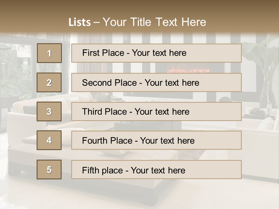 Modern House,Living-Room With The Modern Furniture PowerPoint Template