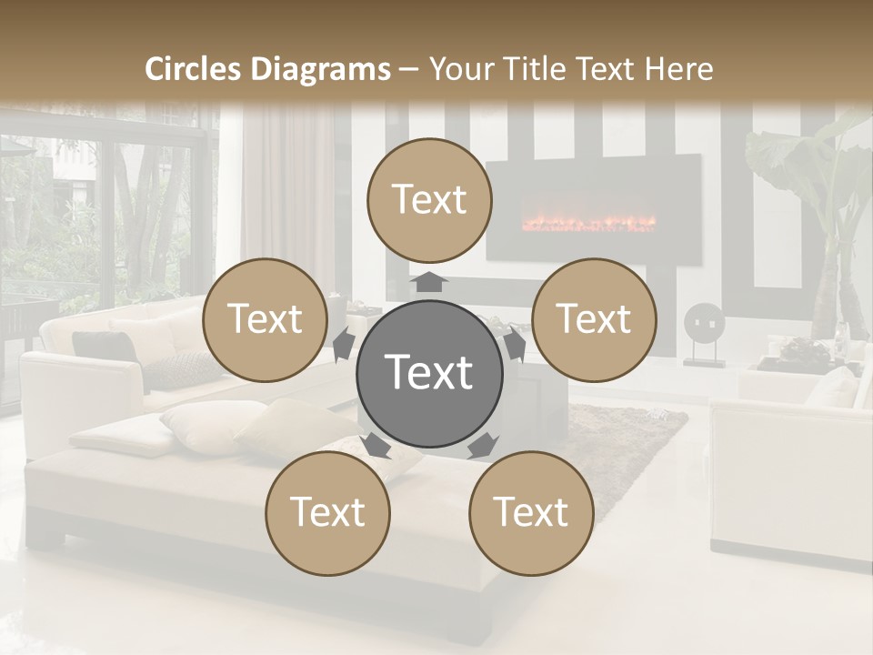 Modern House,Living-Room With The Modern Furniture PowerPoint Template