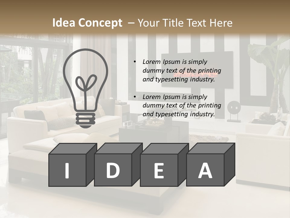 Modern House,Living-Room With The Modern Furniture PowerPoint Template