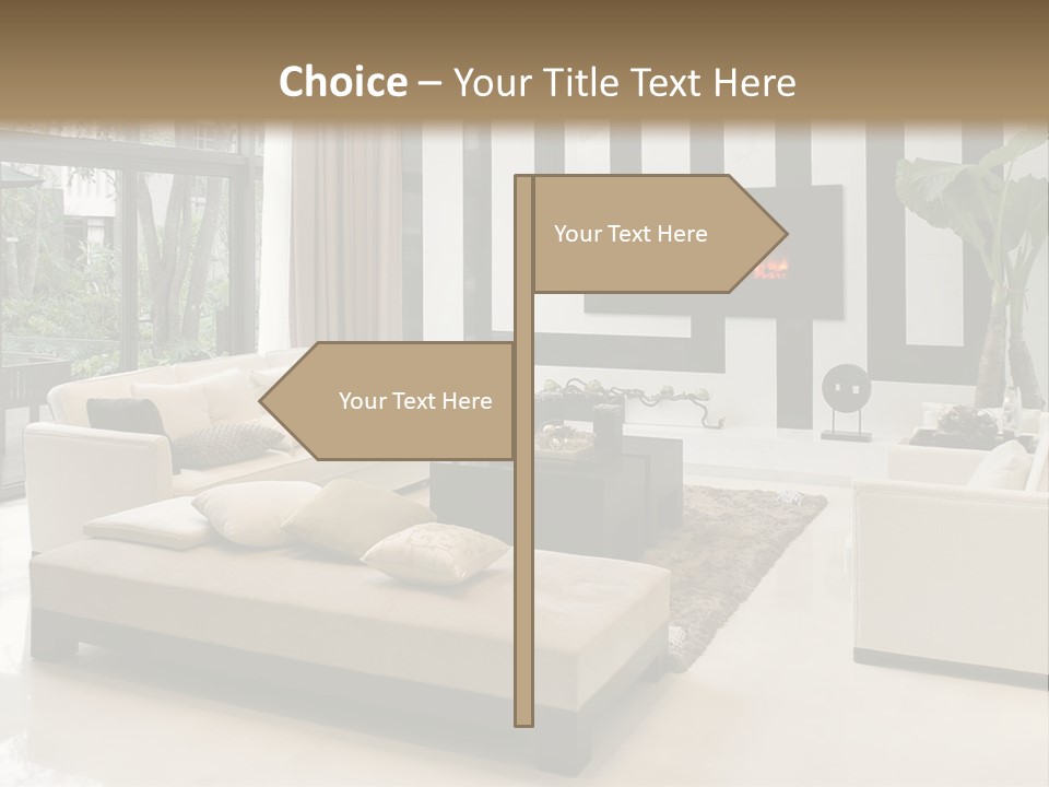 Modern House,Living-Room With The Modern Furniture PowerPoint Template