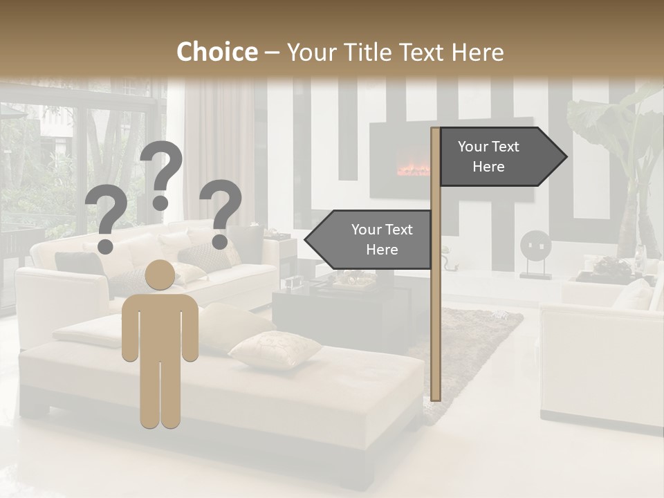 Modern House,Living-Room With The Modern Furniture PowerPoint Template