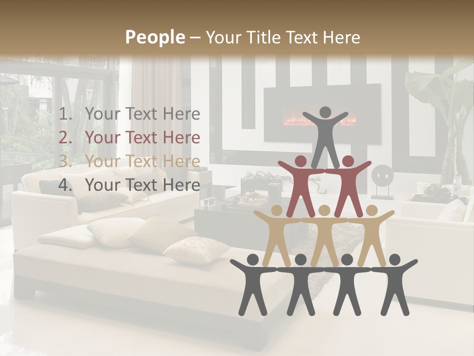 Modern House,Living-Room With The Modern Furniture PowerPoint Template