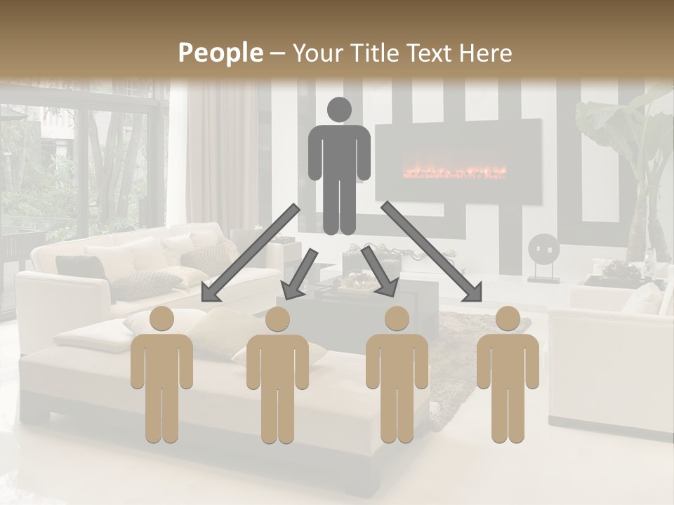 Modern House,Living-Room With The Modern Furniture PowerPoint Template