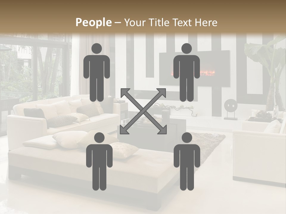 Modern House,Living-Room With The Modern Furniture PowerPoint Template