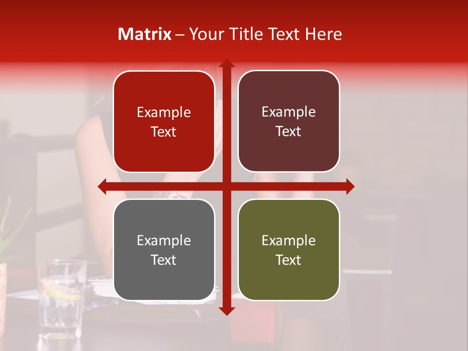 Pretty Blond Businesswoman Sitting In The Bar And Working PowerPoint Template