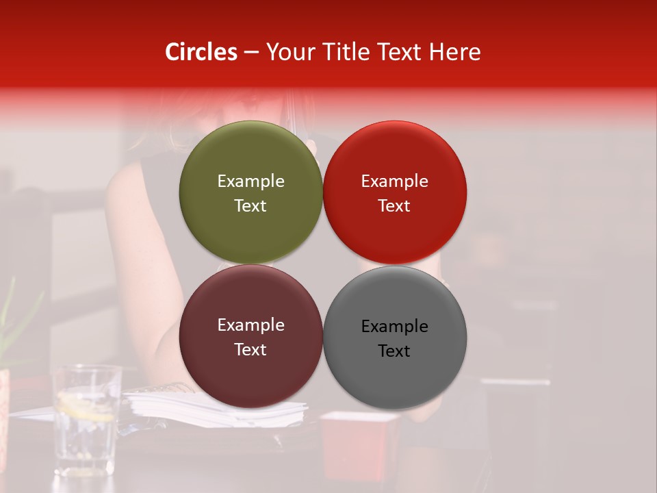 Pretty Blond Businesswoman Sitting In The Bar And Working PowerPoint Template