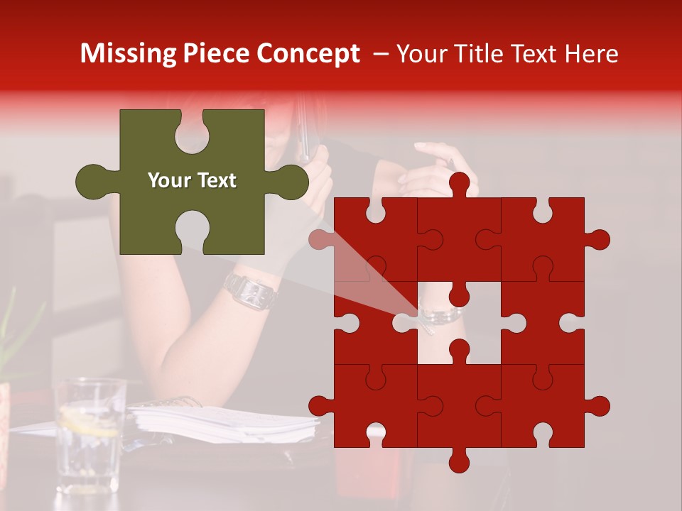 Pretty Blond Businesswoman Sitting In The Bar And Working PowerPoint Template