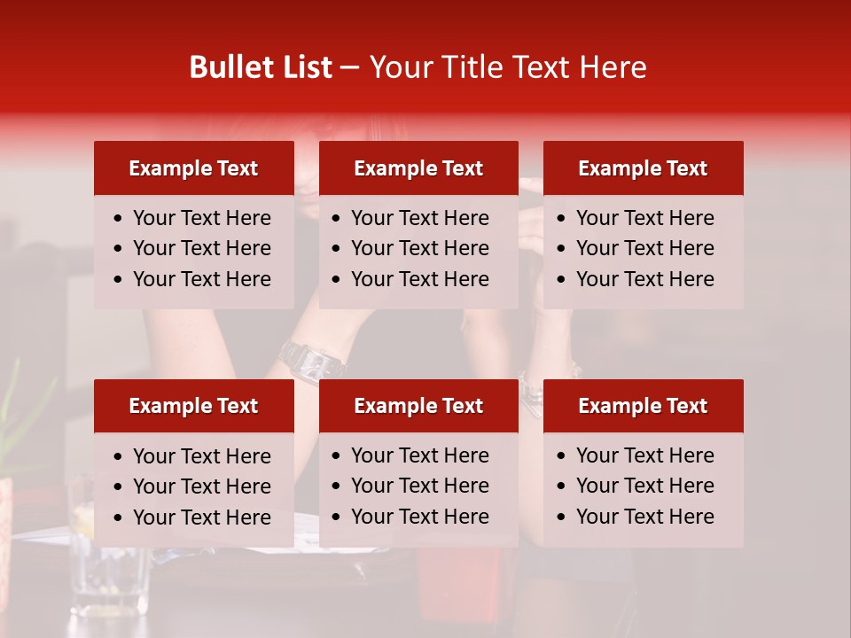 Pretty Blond Businesswoman Sitting In The Bar And Working PowerPoint Template