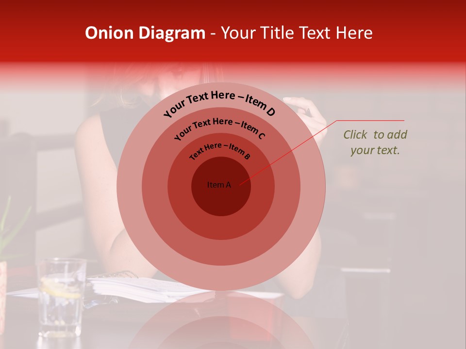 Pretty Blond Businesswoman Sitting In The Bar And Working PowerPoint Template