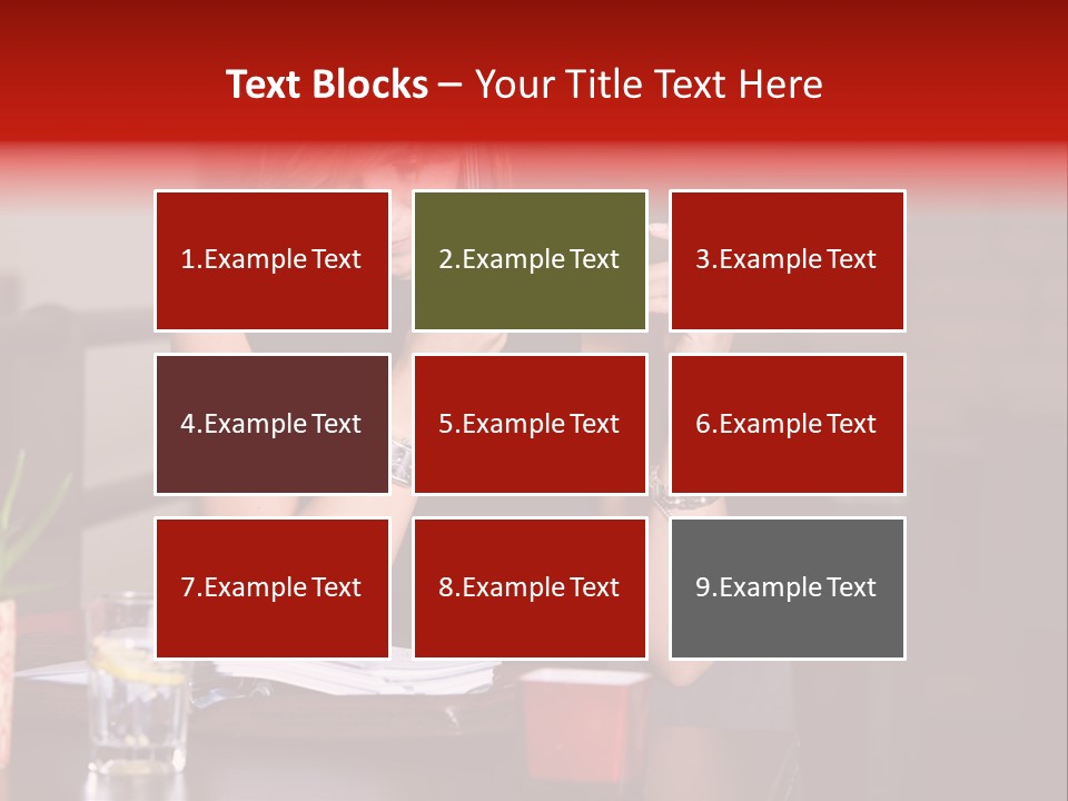 Pretty Blond Businesswoman Sitting In The Bar And Working PowerPoint Template