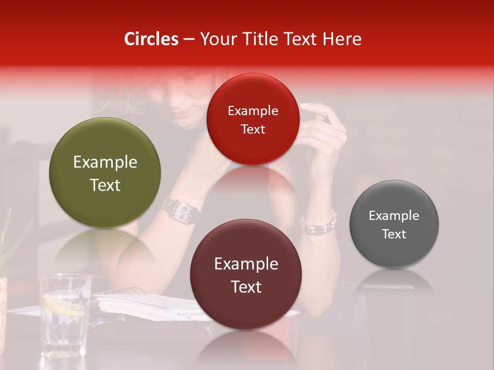 Pretty Blond Businesswoman Sitting In The Bar And Working PowerPoint Template