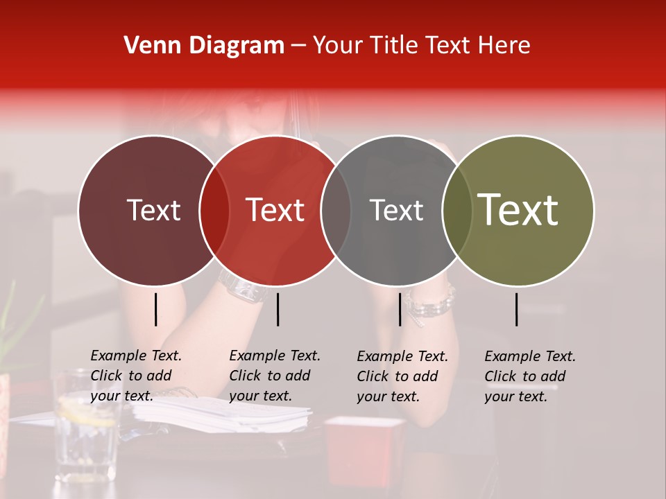 Pretty Blond Businesswoman Sitting In The Bar And Working PowerPoint Template