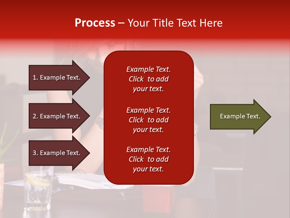 Pretty Blond Businesswoman Sitting In The Bar And Working PowerPoint Template