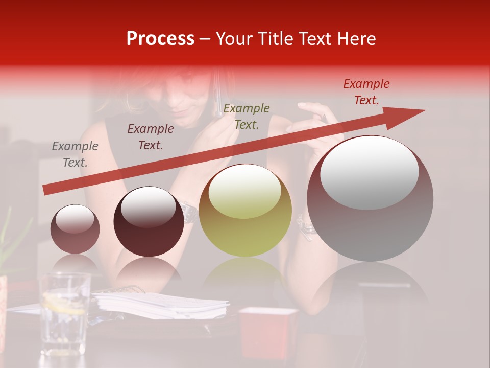 Pretty Blond Businesswoman Sitting In The Bar And Working PowerPoint Template