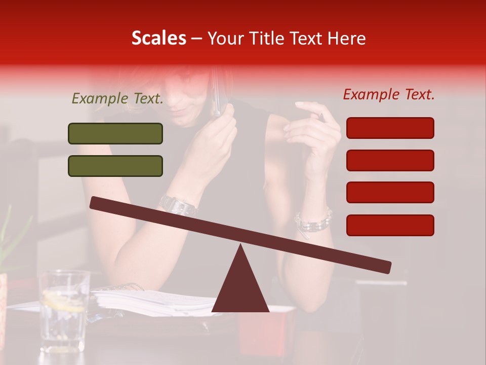 Pretty Blond Businesswoman Sitting In The Bar And Working PowerPoint Template