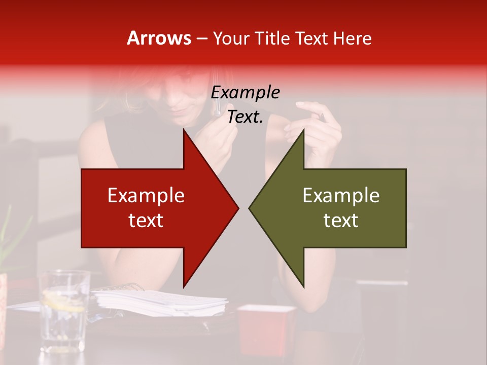 Pretty Blond Businesswoman Sitting In The Bar And Working PowerPoint Template