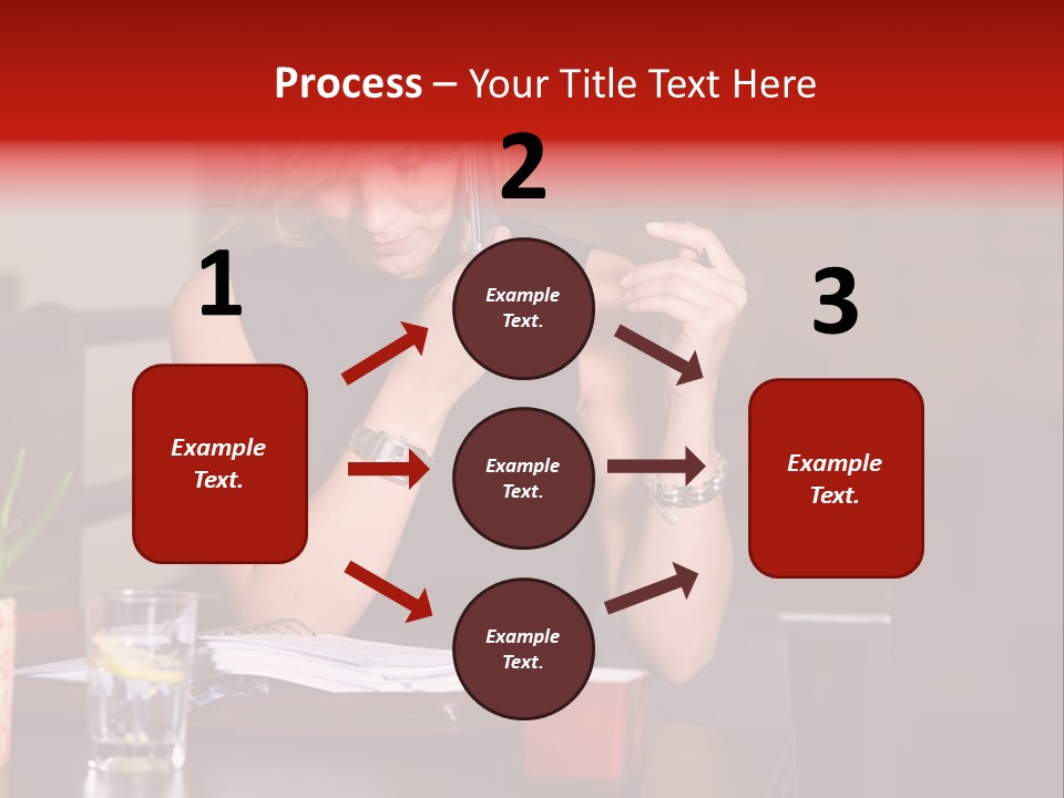 Pretty Blond Businesswoman Sitting In The Bar And Working PowerPoint Template