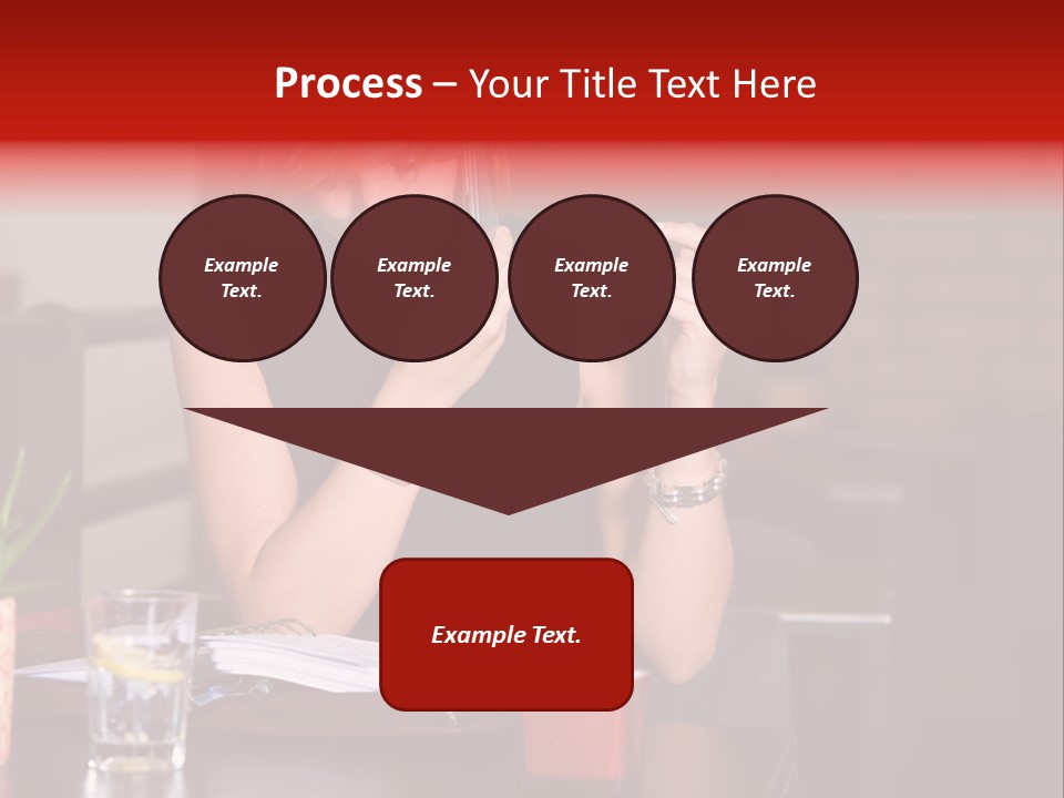 Pretty Blond Businesswoman Sitting In The Bar And Working PowerPoint Template