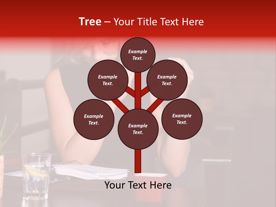 Pretty Blond Businesswoman Sitting In The Bar And Working PowerPoint Template