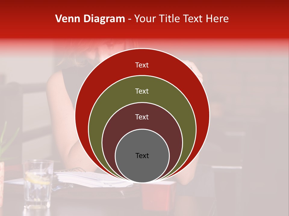 Pretty Blond Businesswoman Sitting In The Bar And Working PowerPoint Template