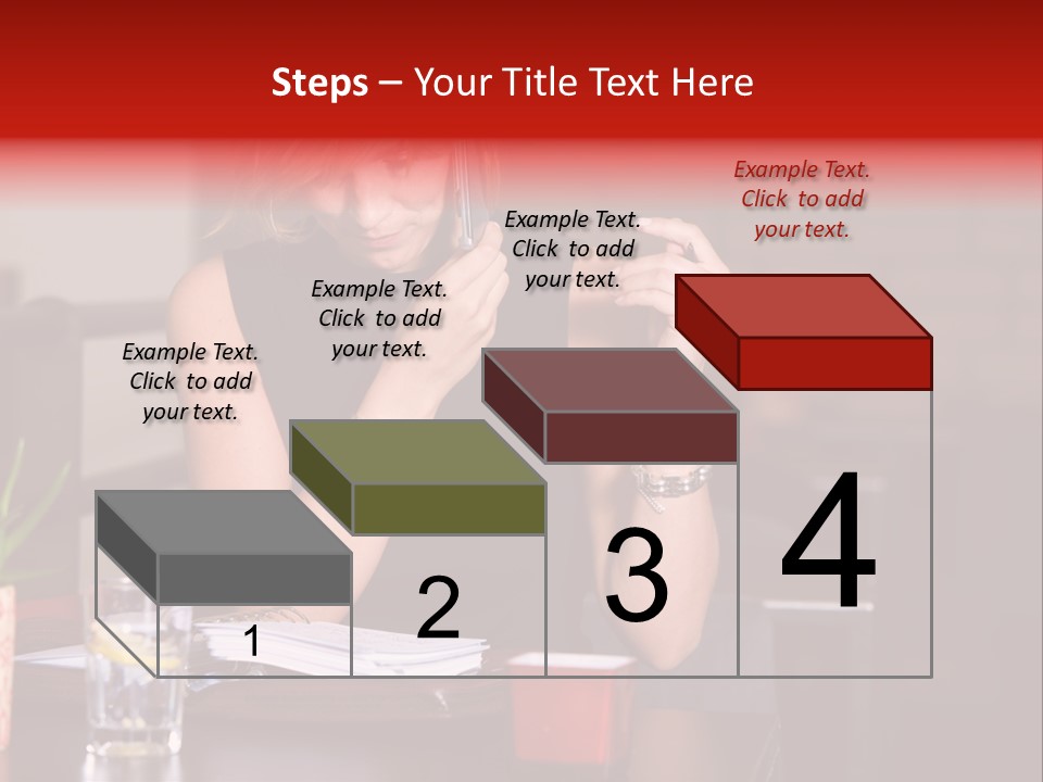 Pretty Blond Businesswoman Sitting In The Bar And Working PowerPoint Template