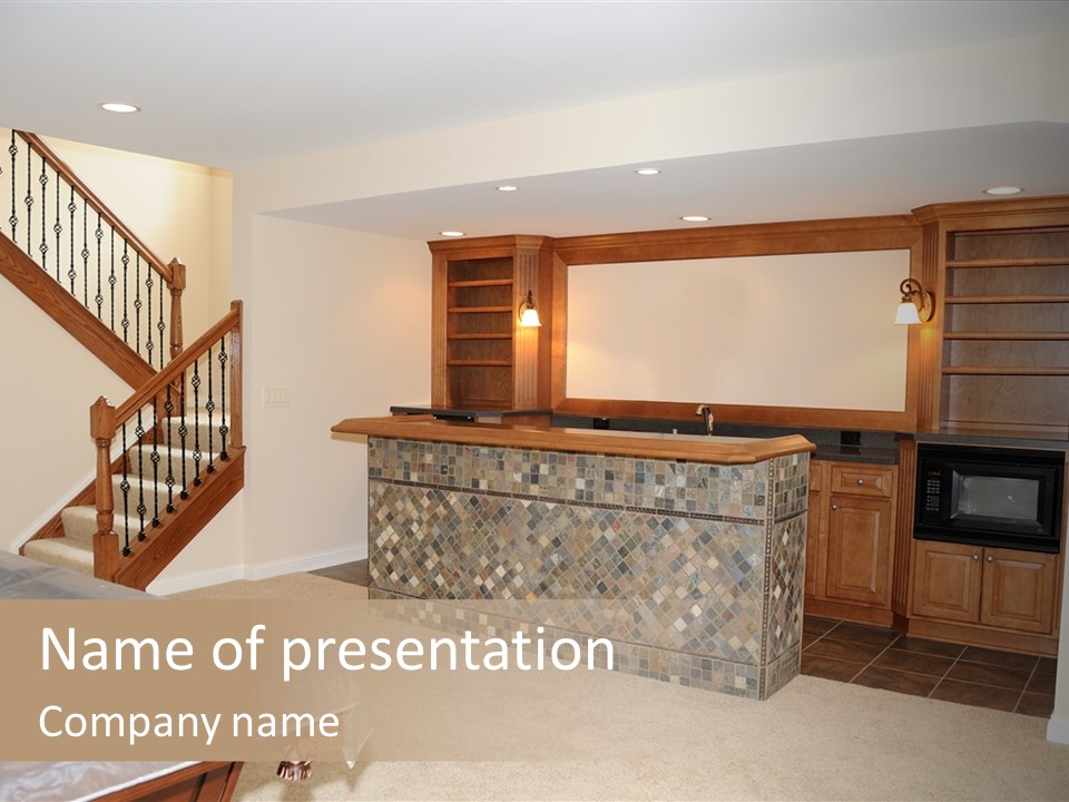 Kitchen In The Pool Room - A Snack Bar Area In The Game Room Of A Luxury Home. PowerPoint Template