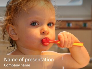 Little Baby Brushing Teeth PowerPoint Template