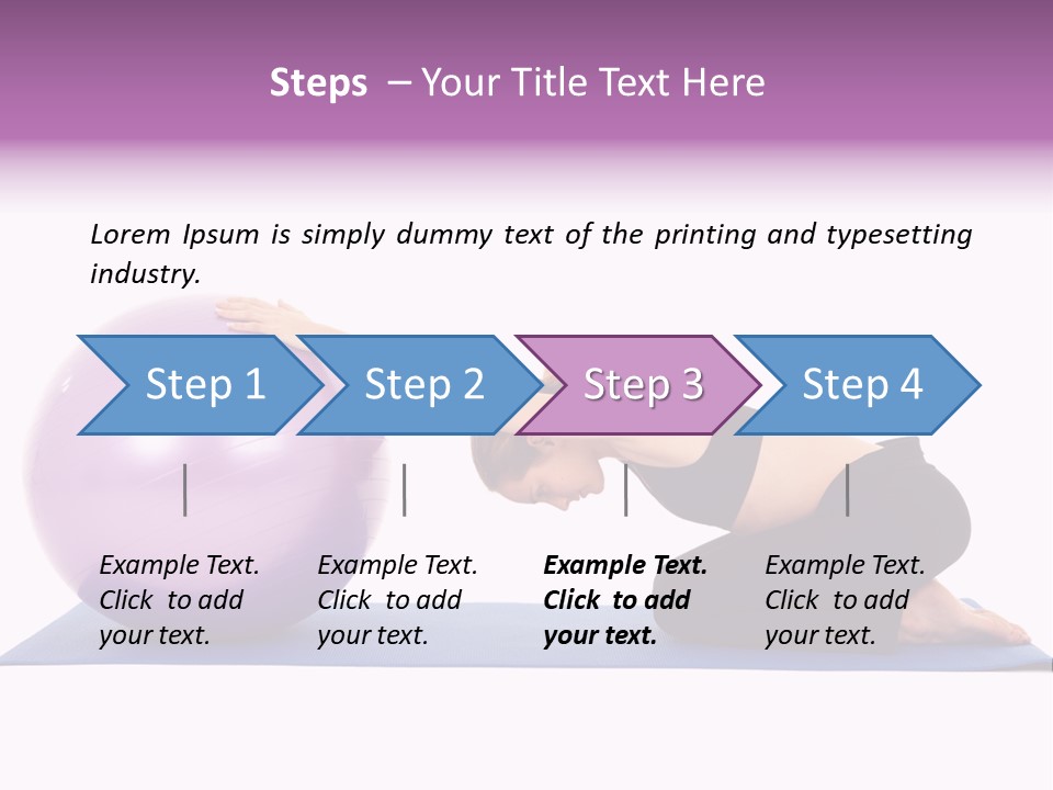 Fit Young Brunette Pilates Instructor Showing Different Exercises On A White Background With Basic Pilates Equipment Including A Ball And Yoga Mat. White Background, Not Isolated PowerPoint Template