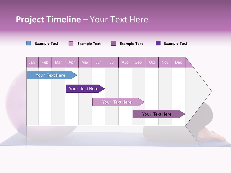 Fit Young Brunette Pilates Instructor Showing Different Exercises On A White Background With Basic Pilates Equipment Including A Ball And Yoga Mat. White Background, Not Isolated PowerPoint Template