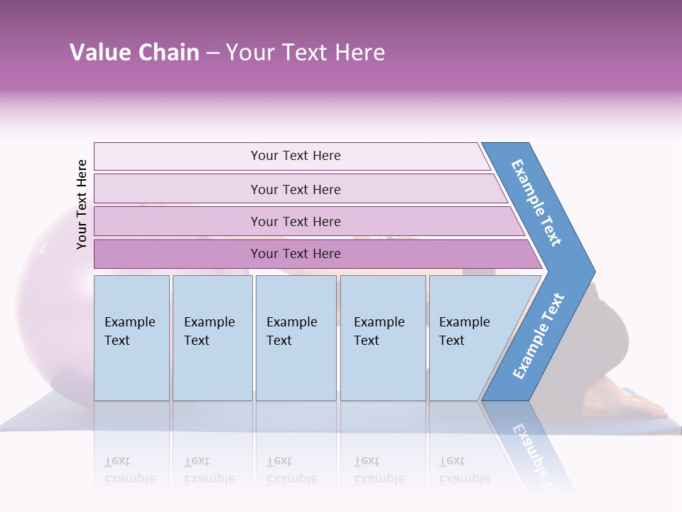 Fit Young Brunette Pilates Instructor Showing Different Exercises On A White Background With Basic Pilates Equipment Including A Ball And Yoga Mat. White Background, Not Isolated PowerPoint Template