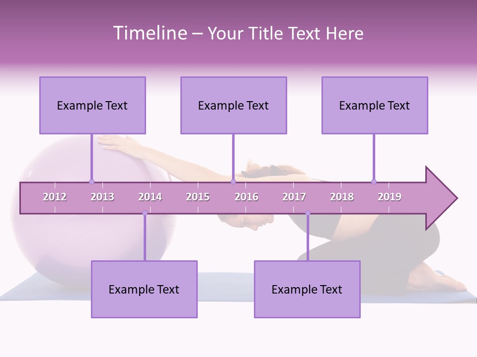 Fit Young Brunette Pilates Instructor Showing Different Exercises On A White Background With Basic Pilates Equipment Including A Ball And Yoga Mat. White Background, Not Isolated PowerPoint Template