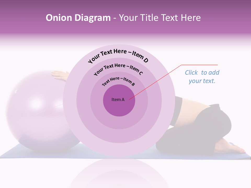 Fit Young Brunette Pilates Instructor Showing Different Exercises On A White Background With Basic Pilates Equipment Including A Ball And Yoga Mat. White Background, Not Isolated PowerPoint Template