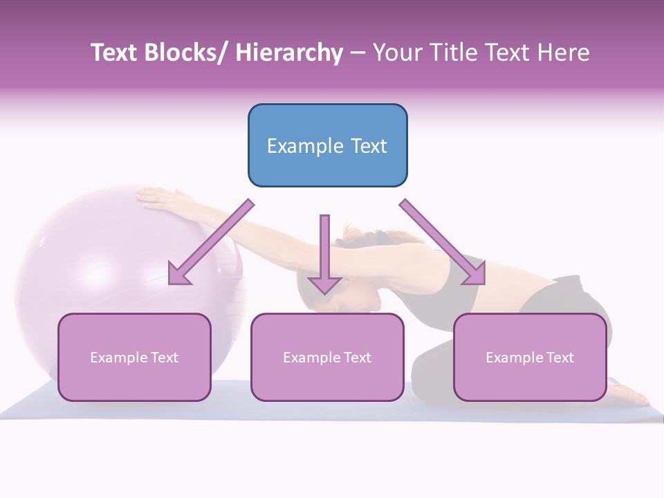 Fit Young Brunette Pilates Instructor Showing Different Exercises On A White Background With Basic Pilates Equipment Including A Ball And Yoga Mat. White Background, Not Isolated PowerPoint Template