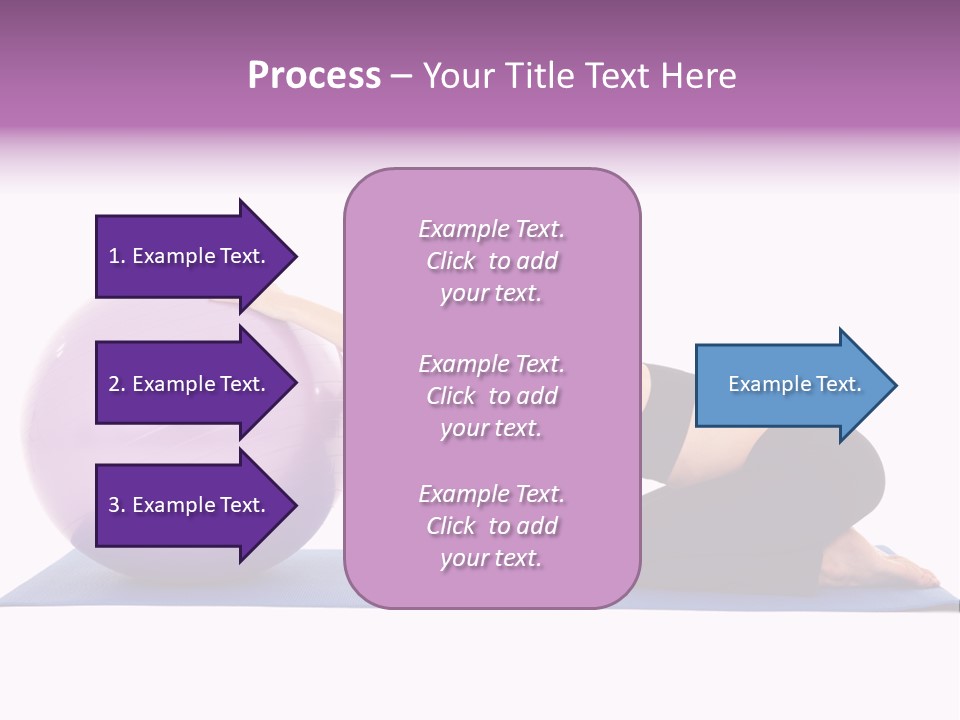 Fit Young Brunette Pilates Instructor Showing Different Exercises On A White Background With Basic Pilates Equipment Including A Ball And Yoga Mat. White Background, Not Isolated PowerPoint Template