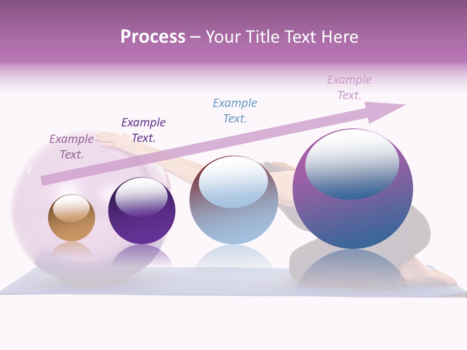 Fit Young Brunette Pilates Instructor Showing Different Exercises On A White Background With Basic Pilates Equipment Including A Ball And Yoga Mat. White Background, Not Isolated PowerPoint Template