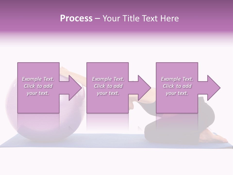 Fit Young Brunette Pilates Instructor Showing Different Exercises On A White Background With Basic Pilates Equipment Including A Ball And Yoga Mat. White Background, Not Isolated PowerPoint Template