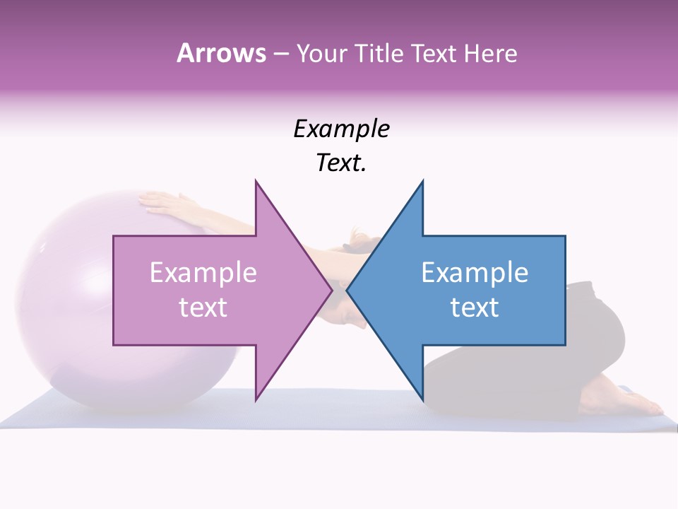 Fit Young Brunette Pilates Instructor Showing Different Exercises On A White Background With Basic Pilates Equipment Including A Ball And Yoga Mat. White Background, Not Isolated PowerPoint Template