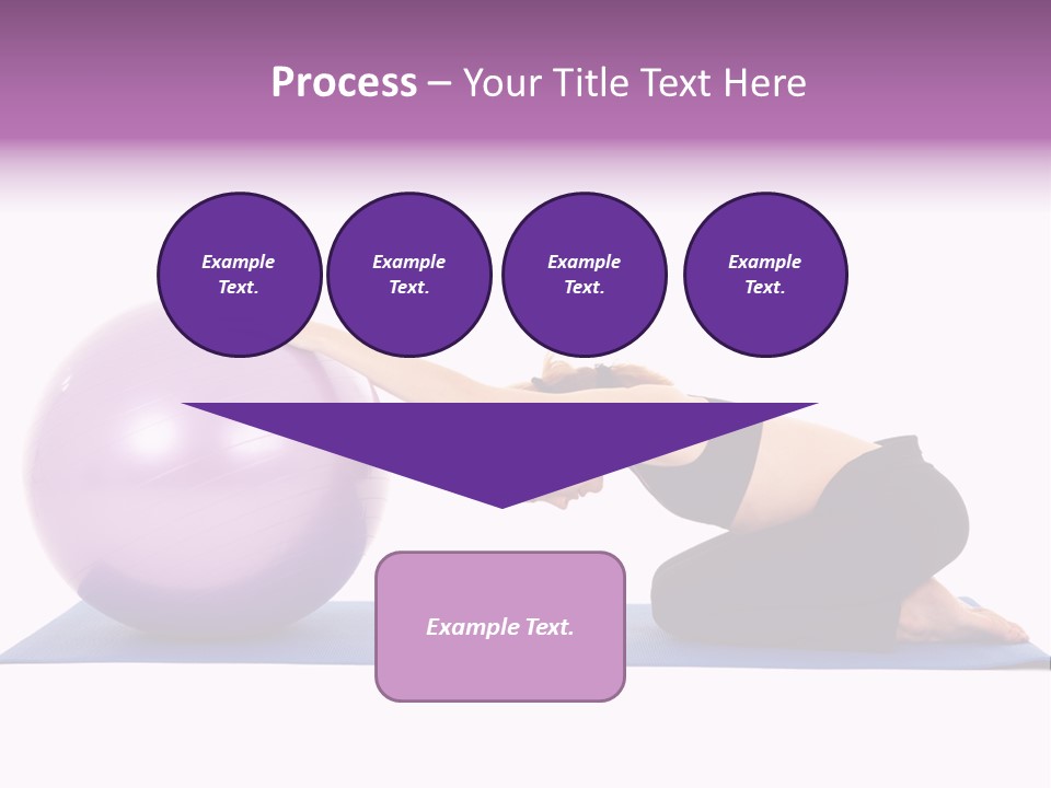 Fit Young Brunette Pilates Instructor Showing Different Exercises On A White Background With Basic Pilates Equipment Including A Ball And Yoga Mat. White Background, Not Isolated PowerPoint Template