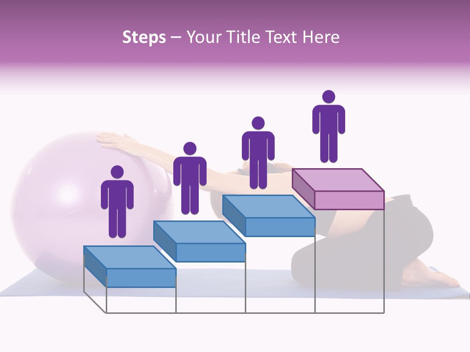 Fit Young Brunette Pilates Instructor Showing Different Exercises On A White Background With Basic Pilates Equipment Including A Ball And Yoga Mat. White Background, Not Isolated PowerPoint Template