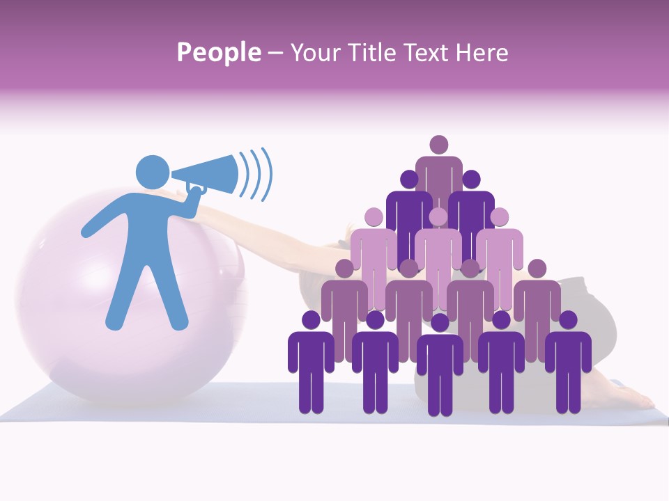 Fit Young Brunette Pilates Instructor Showing Different Exercises On A White Background With Basic Pilates Equipment Including A Ball And Yoga Mat. White Background, Not Isolated PowerPoint Template