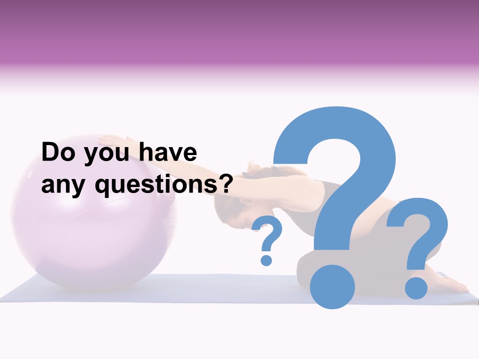 Fit Young Brunette Pilates Instructor Showing Different Exercises On A White Background With Basic Pilates Equipment Including A Ball And Yoga Mat. White Background, Not Isolated PowerPoint Template