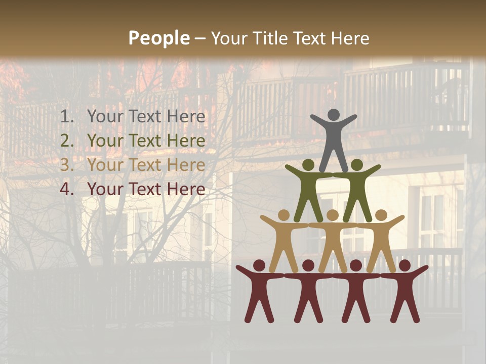 Children Watching A Fire Disaster PowerPoint Template