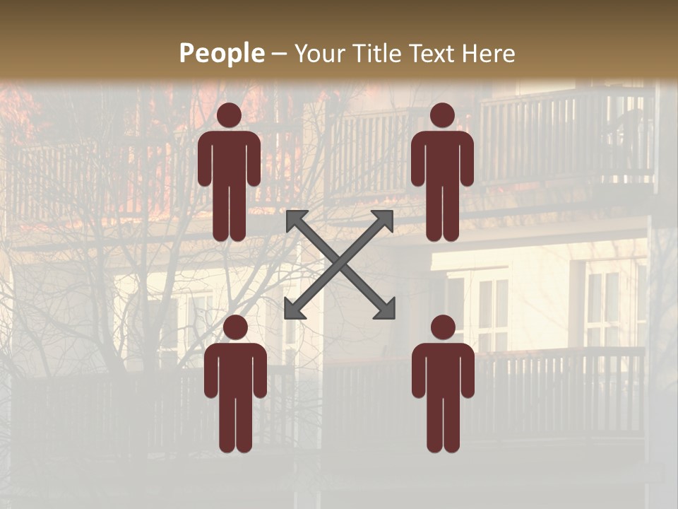 Children Watching A Fire Disaster PowerPoint Template